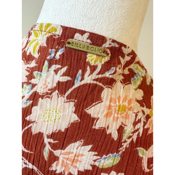 BILLABONG Womens Boho Kimono Silky Light Tie Floral Coverup Top Size S Red NWOT - Picture 6 of 12